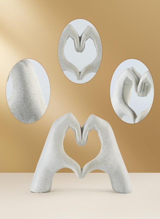 Magicsculp White Heart Hands Sculpture - 9.4" W Modern Home Decor Sculpture for Shelves, Desk & Living Room, Minimalist Shelf Decorations, Heart Hands Decor - Image 5